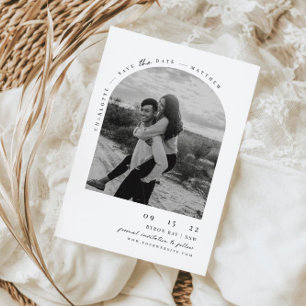 Convite Minimalista foto de arco de Save the Date moderno 