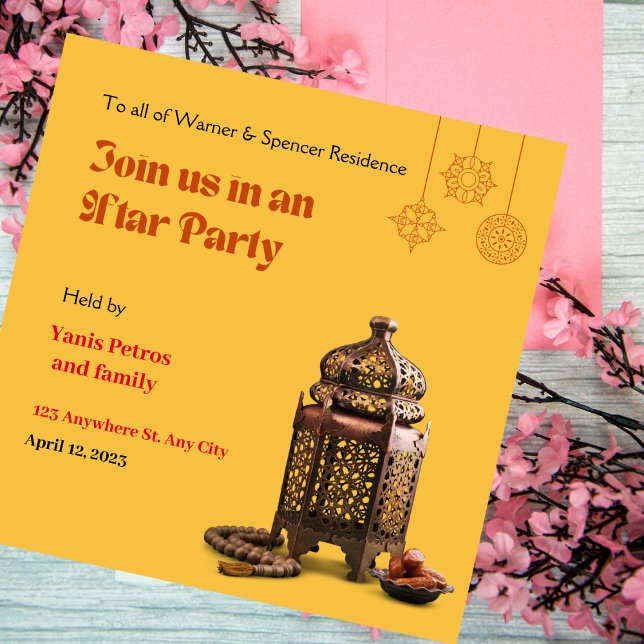 Convite Minimalista Laranja Ramadan Iftar (Criador carregado)