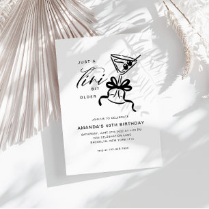 Convite Minimalista Martini Chic Aniversário Preto e Branc