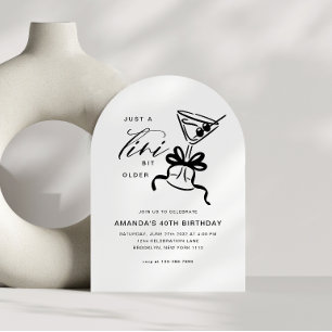 Convite Minimalista Martini Chic Preto Branco Arco de Aniv