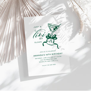 Convite Minimalista Martini Chic Verde Aniversário 