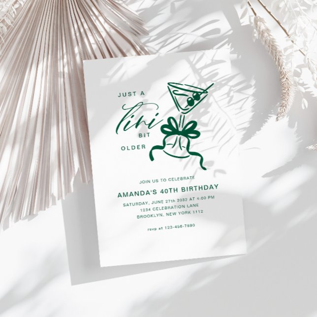 Convite Minimalista Martini Chic Verde Aniversário  (Criador carregado)