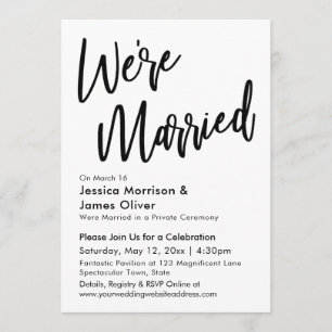 Convite Minimalista Moderna Casados Preto e Branco