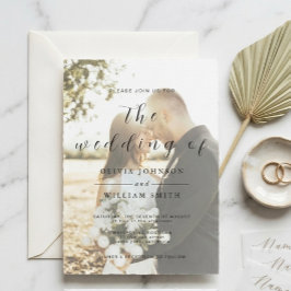 Convite Minimalista Moderna Elegante Foto Casamento