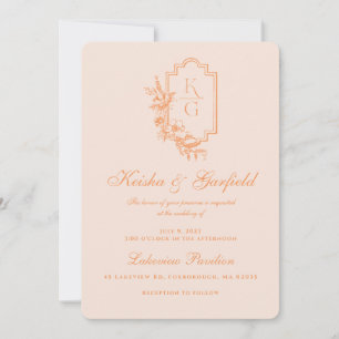 Convite Minimalista Moderno Casamento em Tons de Rosa e