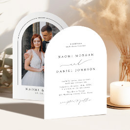 Convite Minimalista Moderno Chic Script Elegante Arco Casa