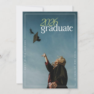 Convite Minimalista Moderno Foto de Formatura Graduada 202