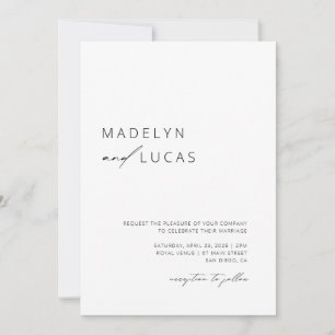 Convite Minimalista Moderno Preto   Código de Casamento Br