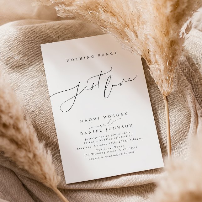 Convite Minimalista Moderno Script Nada de Extravagante Ap (Minimalist Modern Script Nothing Fancy Just Love Invitation)