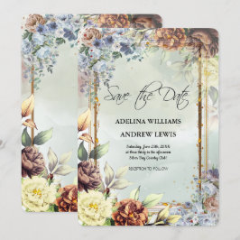 Convite Minimalista Moldura de Prata Simples Flores Rosa,D