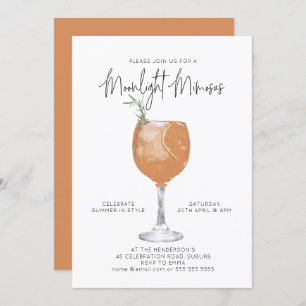 Convite Minimalista Moonlight Mimosas Summer Coctail