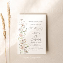 Convite Minimalista para Casamento Modelo Wildflow