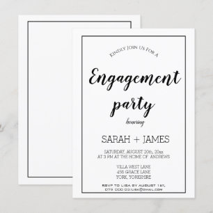 Convite Minimalista para Festa de noivado Branca P