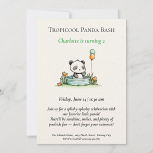 Convite Minimalista para Festa de Piscina do Panda