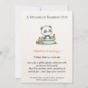 Convite Minimalista para Festa de Piscina do Panda