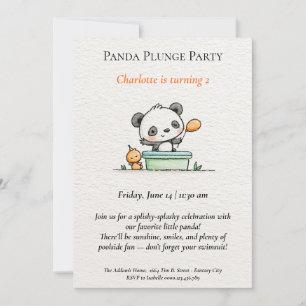 Convite Minimalista para Festa de Piscina do Panda