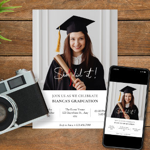 Convite minimalista para fotos de graduação