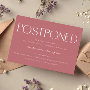 Convite Minimalista Pink de Atualização de Casamento Adiad
