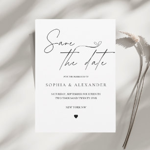 Convite Minimalista Preto e Branco Save the Date