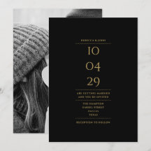 Minimalista Preto e Dourado Data do Casamento Foto