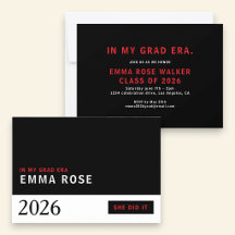 Minimalista Preto Vermelho Grad Era turma de 2026