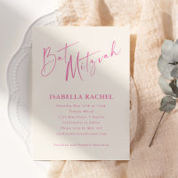 Minimalista Rosa Quente Creme Moderno Bat Mitzvah
