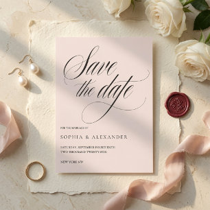 Convite Minimalista Rosa Save the Date