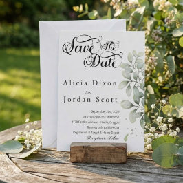 Convite Minimalista Save the Date de Folhas de Eucalipto