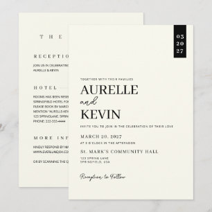 Convite Minimalista Simples Elegante Casamento Código QR M