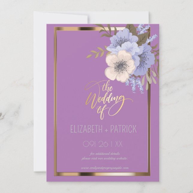 Convite Minimalista sofisticada, Belas Flores, Moldura Dou (Frente)