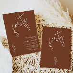 Convite Minimalista Terracotta Boho Motif aniversário de 4<br><div class="desc">Mínimo Terracotta Boho Motif aniversário de 40 anos Convite Simples,  moderno e minimalista no estilo,  convite aniversário de 40 anos de cor terracotta com um filme de folhagem amovível desenhado.</div>