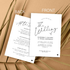 Convite Minimalista tudo em um simples casamento branco pr