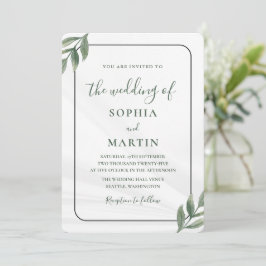 Convite Minimalista Verde Água-forte Eucalipto Elegante