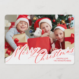 Convite Minimalista Verde Dourado Merry Christmas Caligraf