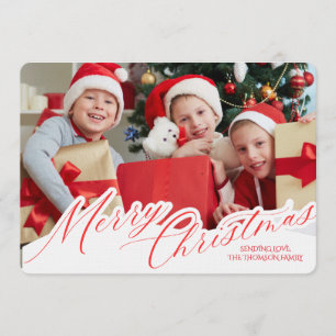 Convite Minimalista Verde Dourado Merry Christmas Caligraf
