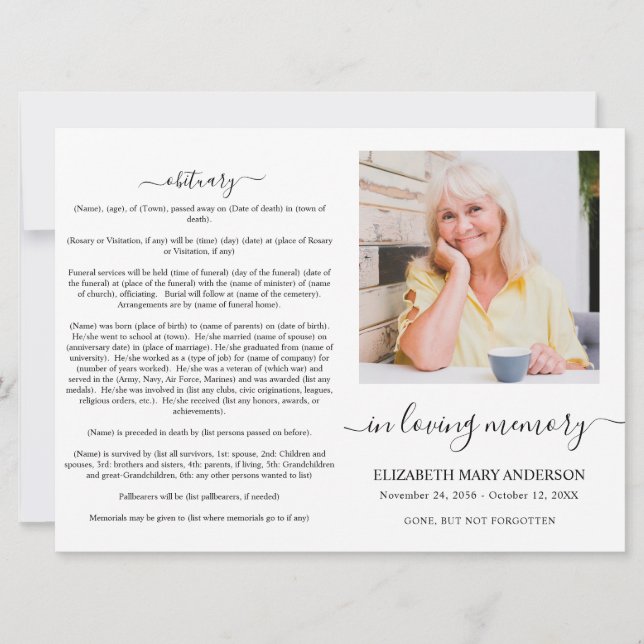 Convite Minimalistic Memorial Funeral (Frente)