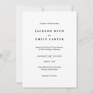 Convite Minimalistic Modern Wedding Invitation Card