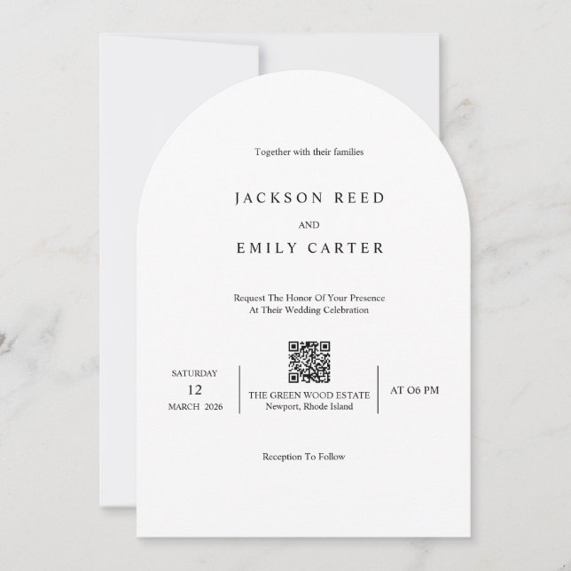 Convite Minimalistic Modern Wedding Invitation Card (Frente)
