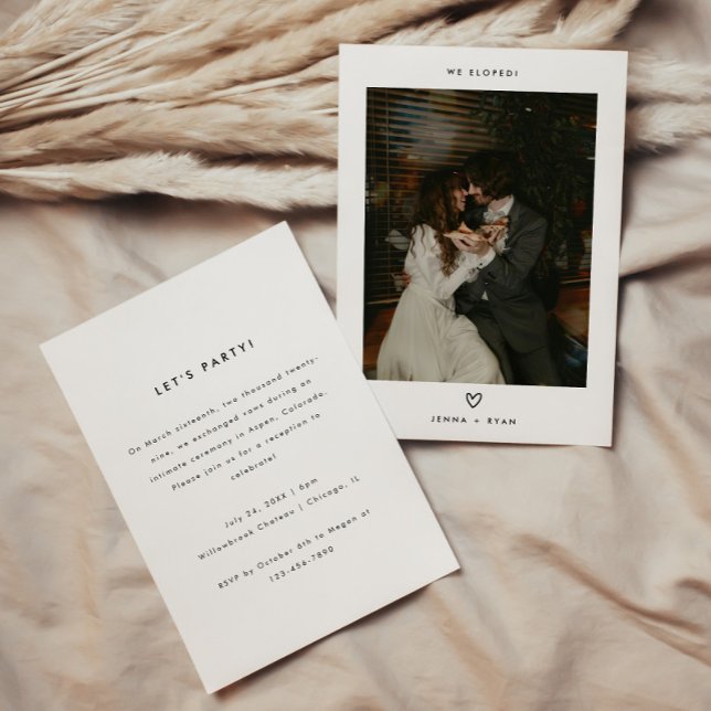 Convite Minimalistic Photo Wedding Elopement & Reception (Criador carregado)
