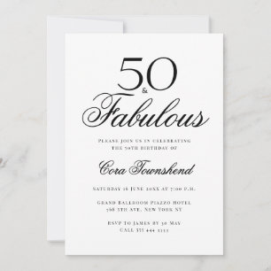Convite Mínimo 50 & Tipografia Fabulosa Aniversário de 50