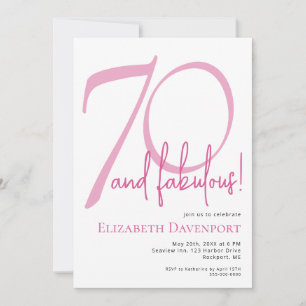 Convite Mínimo 70 e Fabuloso Aniversário Rosa