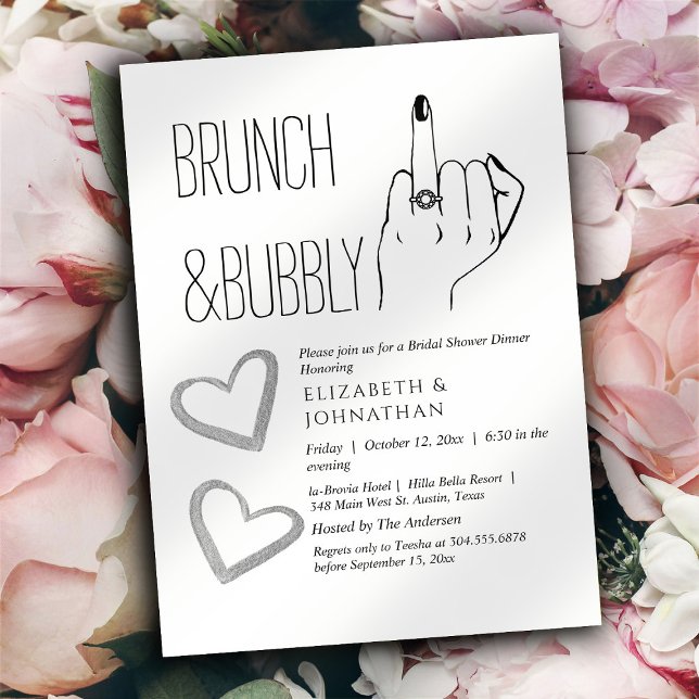Convite Mínimo Brunch E Bubbly Com Letra (Criador carregado)