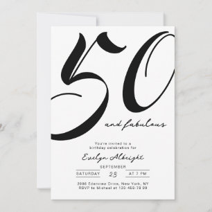 Convite Mínimo Cinquenta e Fabuloso Aniversário de 50 anos