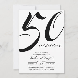 Convite Mínimo Cinquenta e Fabuloso Aniversário de 50 anos