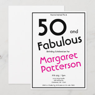 Convite Mínimo Cinquenta e Fabuloso Aniversário de 50 anos
