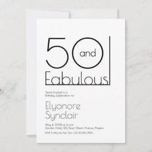 Convite Mínimo Cinquenta e Fabuloso Aniversário de 50 anos