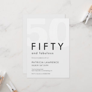 Convite Mínimo Cinquenta e Fabuloso Aniversário de 50 anos