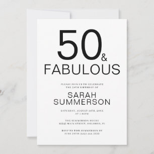 Convite Mínimo Cinquenta e Fabuloso Aniversário de 50 Anos