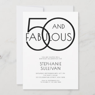 Convite Mínimo Cinquenta e Fabuloso Aniversário de 50 anos