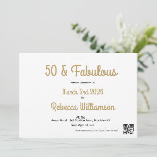 Convite Mínimo Cinquenta e Fabuloso Aniversário de 50 anos